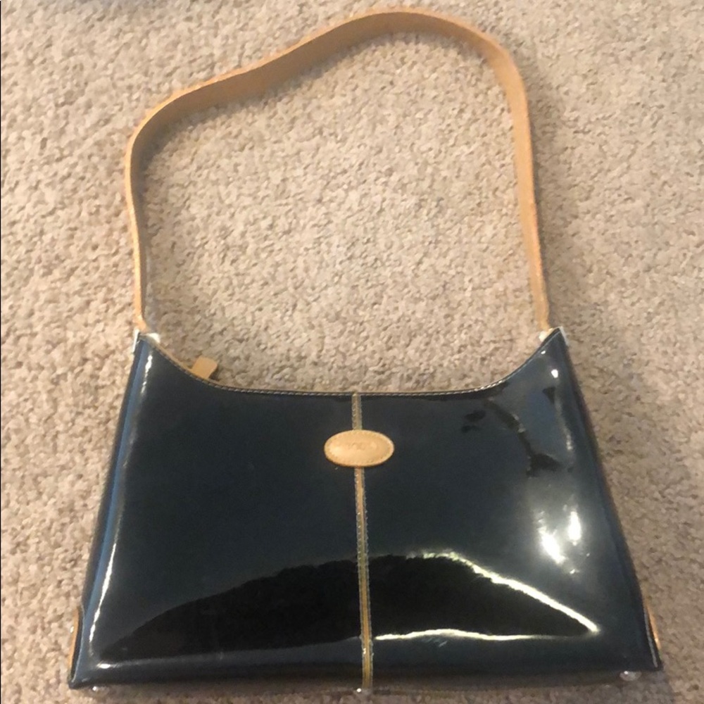 Faux patent leather black bag